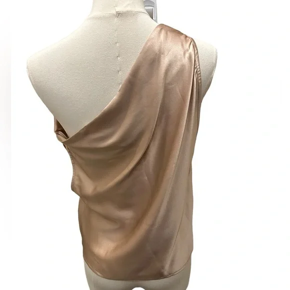 THE SEI NWT One Shoulder Cowl Neck Silk Camisole in Champagne Sz 0 - Picture 3 of 9